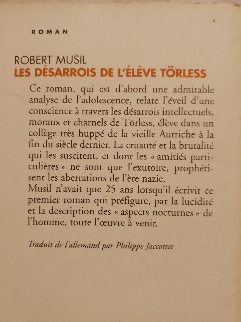 Les désarrois de l'éléve Törless / Musil, Robert