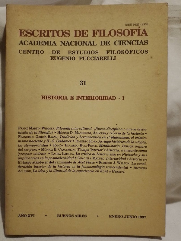 Escritos de Filosofía 31 Historia e Interioridad I