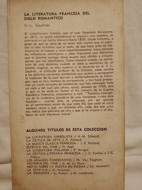 La literatura francesa del siglo romántico / Saulnier, V.L.