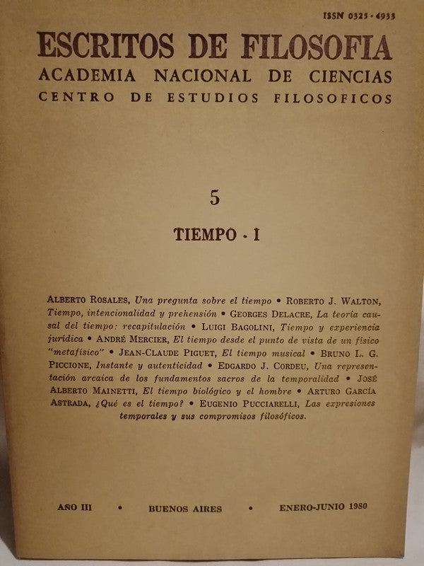 Escritos de Filosofía Nº 5 Tiempo - I / Varios