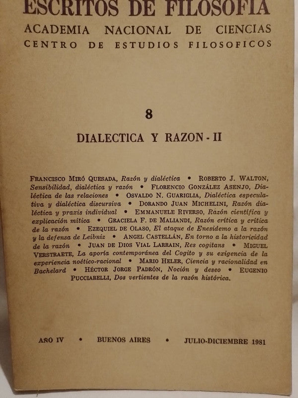Escritos de Filosofía Nº 8 Dialéctica y Razón - II / Varios