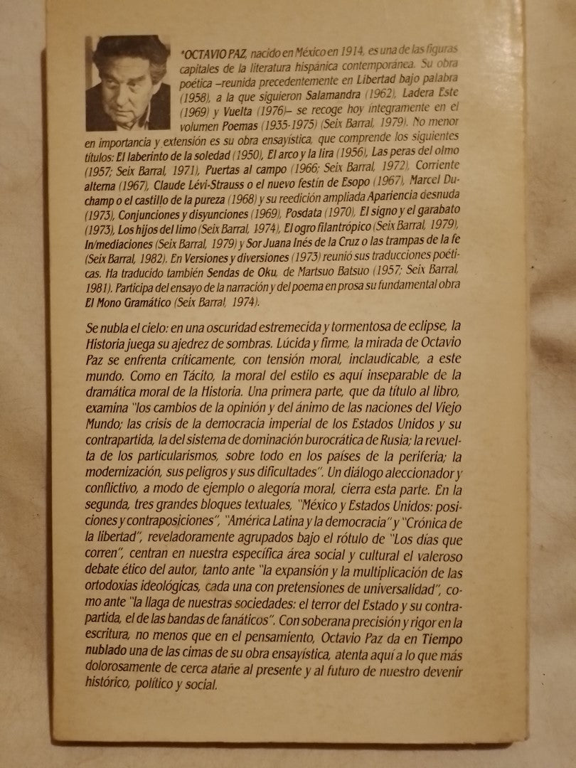 Tiempo nublado / Paz, Octavio