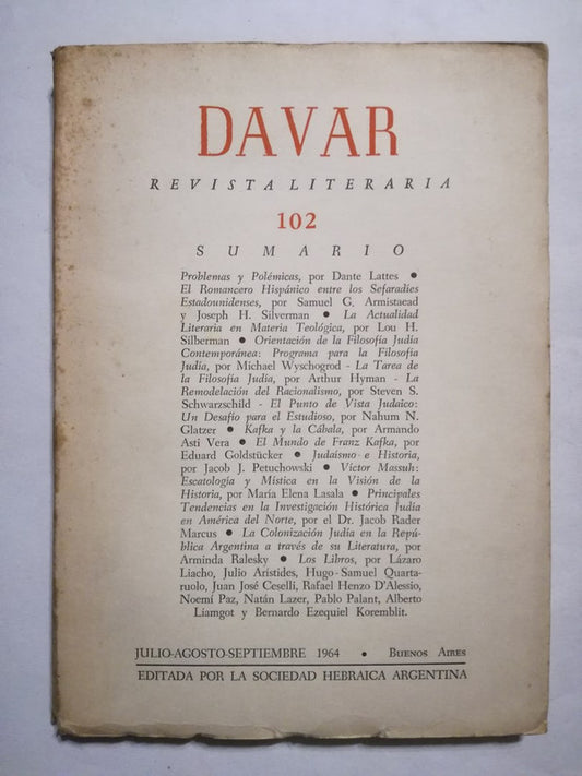 Revista Literaria Davar Nº 102 Varios
