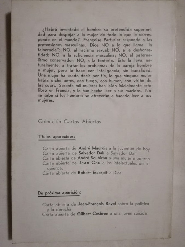 Carta Abierta A Los Hombres Parturier, Françoise