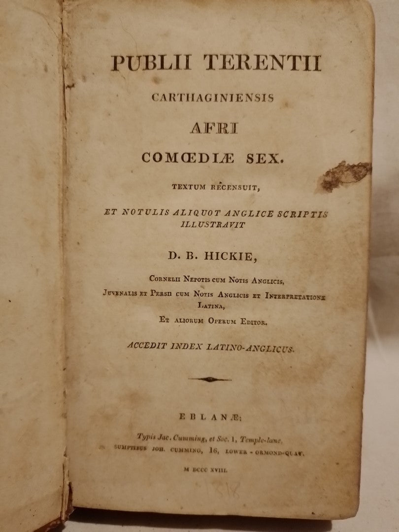 Carthaginiensis Afri Comediae Sex. Textum Recensuit - Terencio, Plubio (Publii Terentii) - Hickle - 1818
