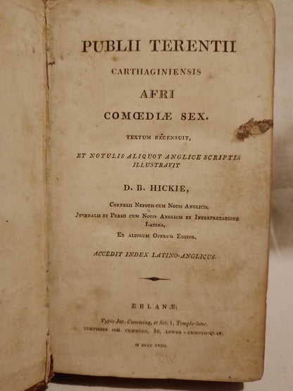 Carthaginiensis Afri Comediae Sex. Textum Recensuit - Terencio, Plubio (Publii Terentii) - Hickle - 1818
