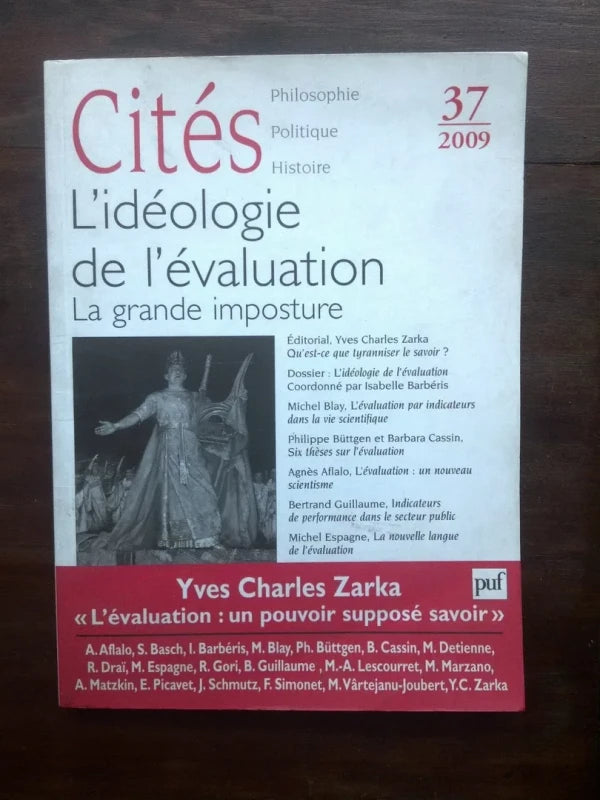 Revue Cités Nº 37 L'idéologie De L'évaluation. La Grande Imposture