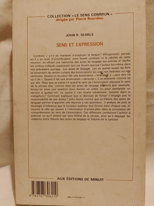 Le sens et expression / Searle, John R.