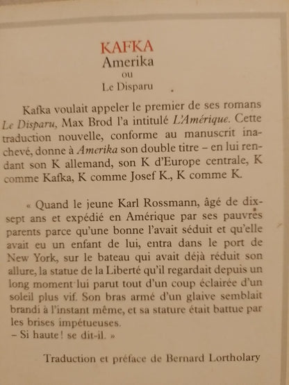 Amerika ou Le Disparu / Kafka, Franz