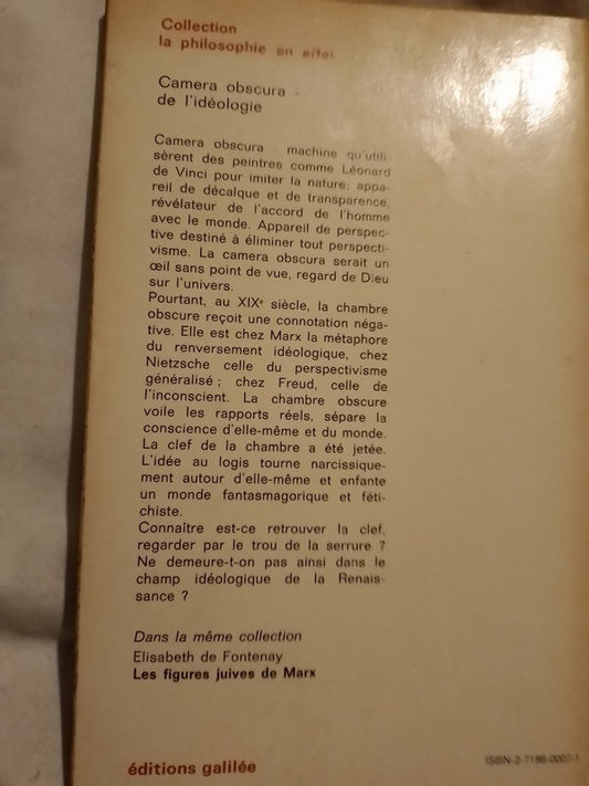 Camera obscura de l'ideologie / Kofman, Sarah