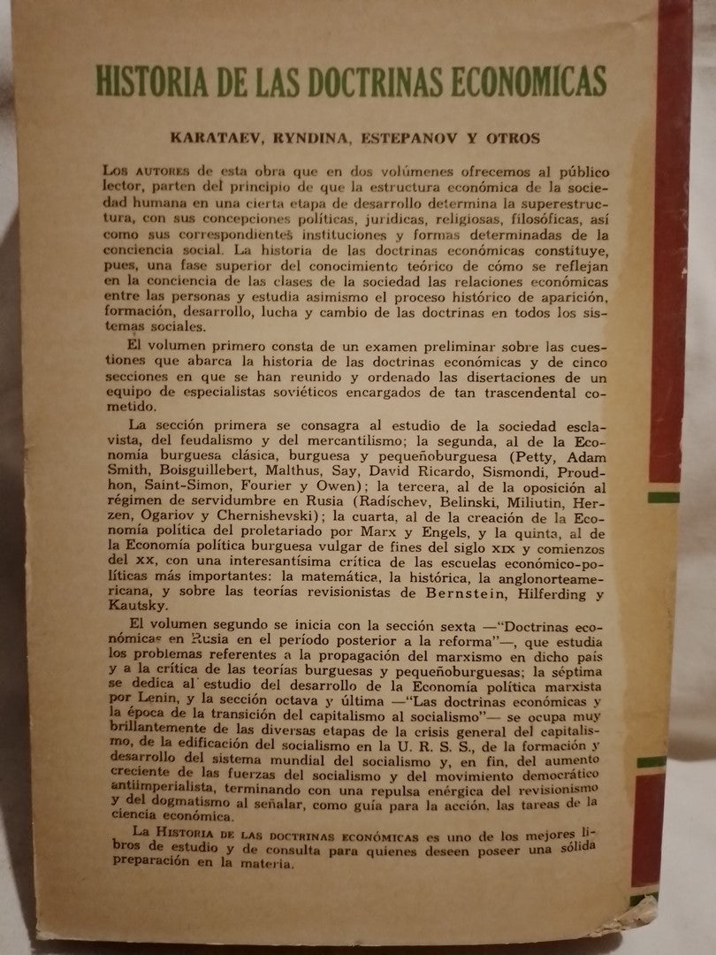 Historia de las doctrinas económicas 2 tomos - Karataev, Ryndina y otros