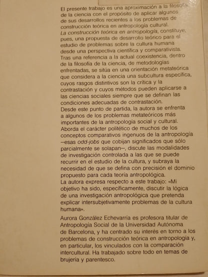 La construcción teórica en Antropología / González Ecgevarría, Aurora