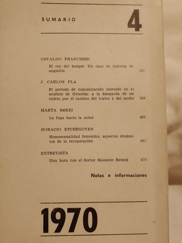 Revista Uruguaya de Psicoanálisis Nº 4 1970 / Francheri, Plá, Békei, Etchegoyen