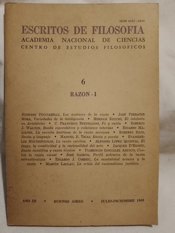 Escritos de Filosofía Nº 6 Razón - I  / Varios