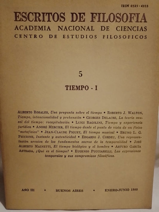 Escritos de Filosofía Nº 5 Tiempo - I / Varios