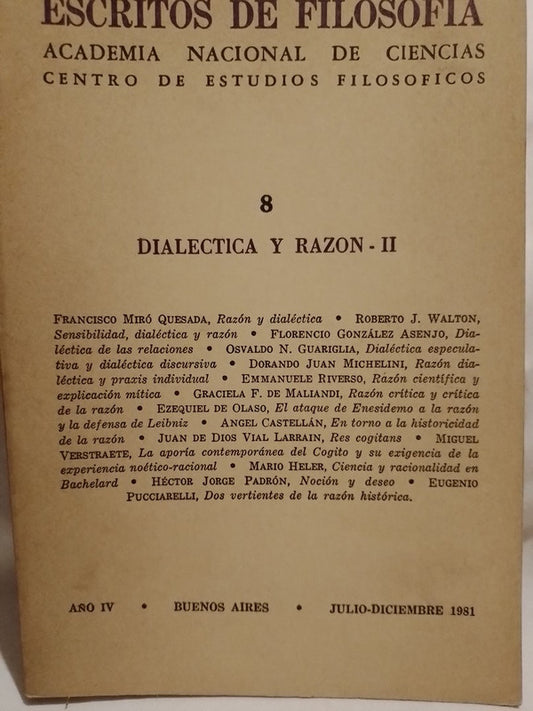 Escritos de Filosofía Nº 8 Dialéctica y Razón - II / Varios