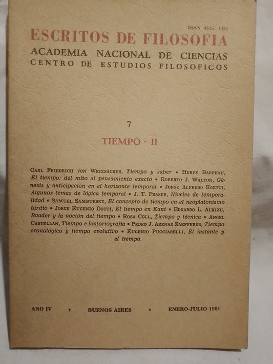 Escritos de Filosofía Nº 7 Tiempo - II / Varios