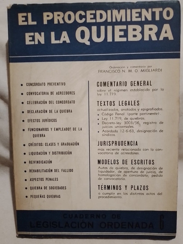 El Procedimiento en la Quiebra / Migliardi