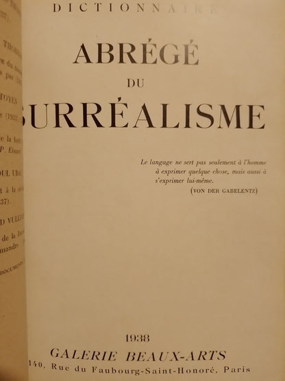 Dictionnaire Abrégé du Surrealisme 1938 Primera edición