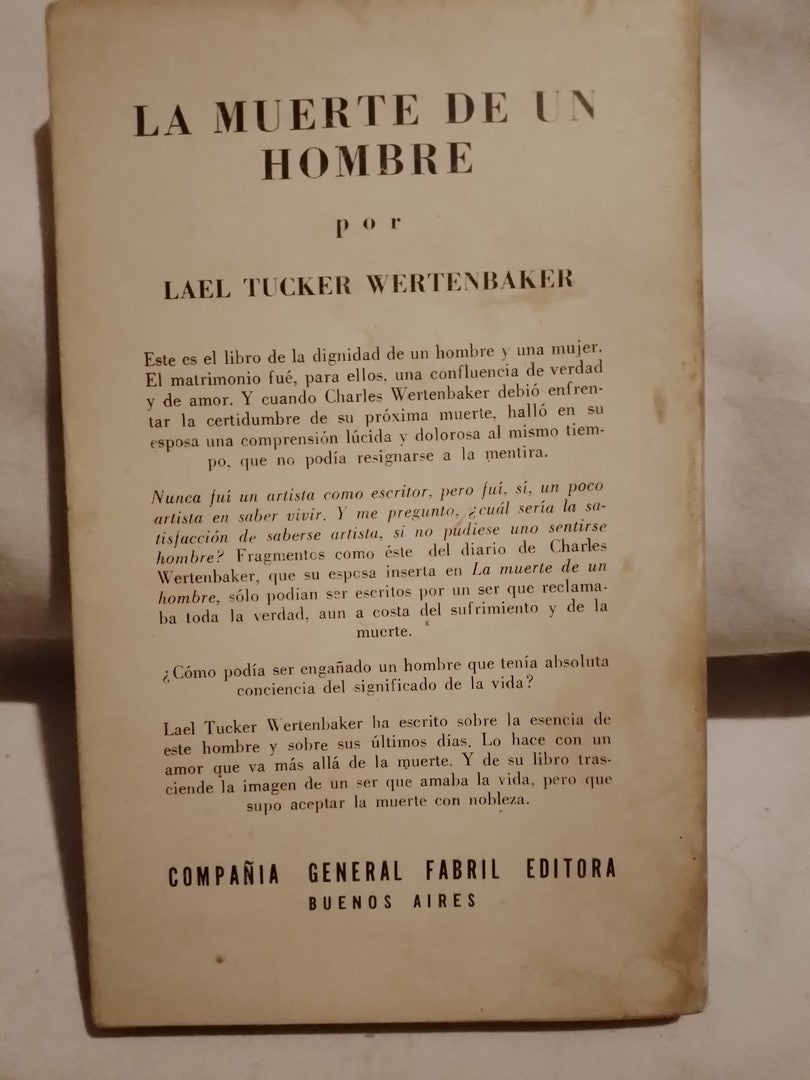 La muerte de un hombre / Tucker Wertenbaker, Lael (Saldo)