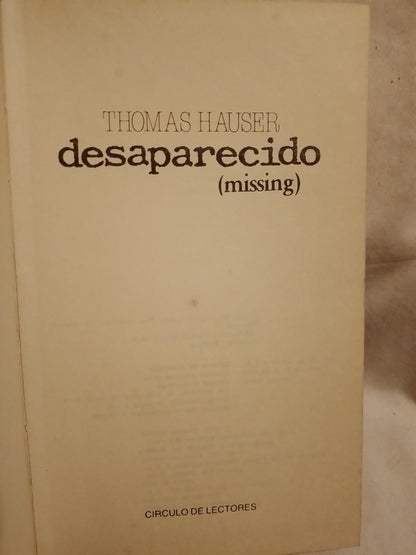 Desaparecido (missing) / Hauser, Thomas (Saldo)